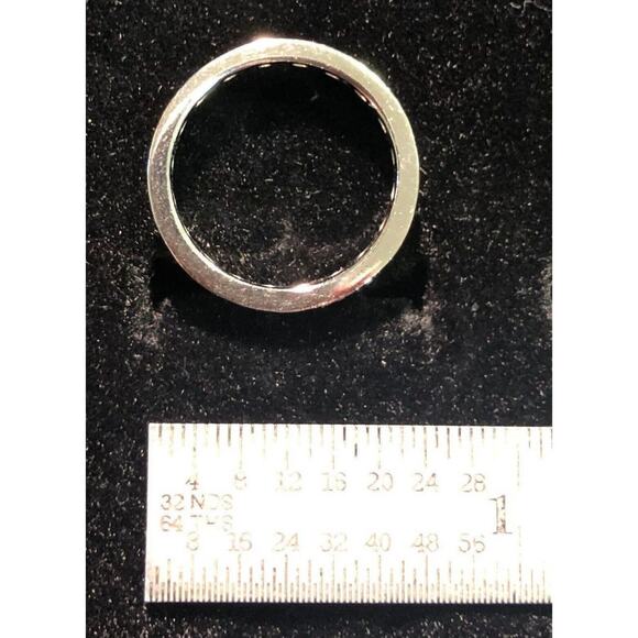 Rhodium over 925 Sterling Silver with Cubic Zirconia Encrusted Band, Size 5 - Picture 6 of 6